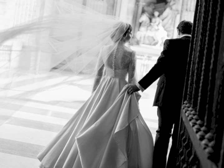 Phillipa Lepley bride Taylor in bespoke lace wedding dress and embroidered silk tulle veil at Vatican wedding