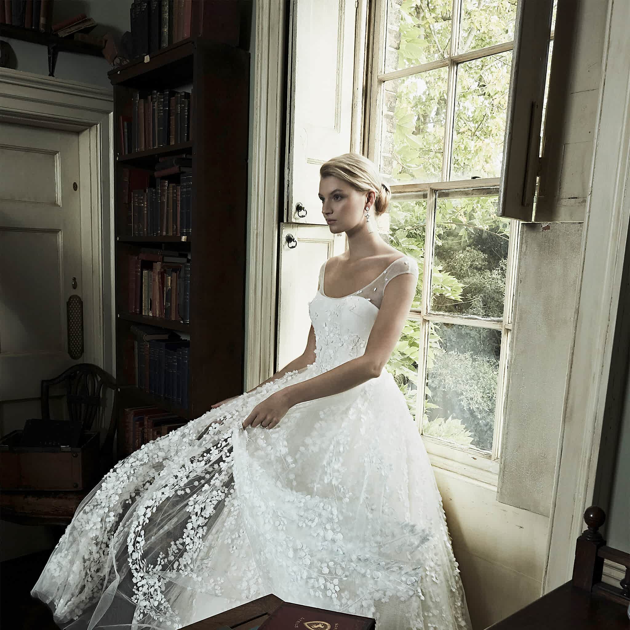 RESIZED3000Phillipa-Lepley-Couture-Wedding-Dress-Lily-Buds-Tulle-Embroidered-Petals-Open-Neckline
