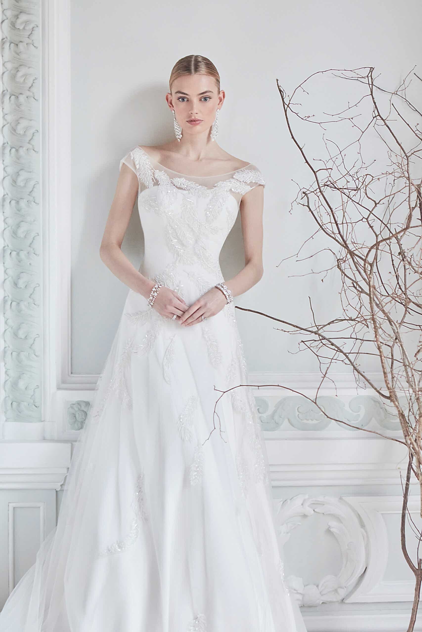 Phillipa-Lepley-Couture-Wedding-Dress-Nude-Tallulah-Crepe-With-Falling-Feathers-Overlay