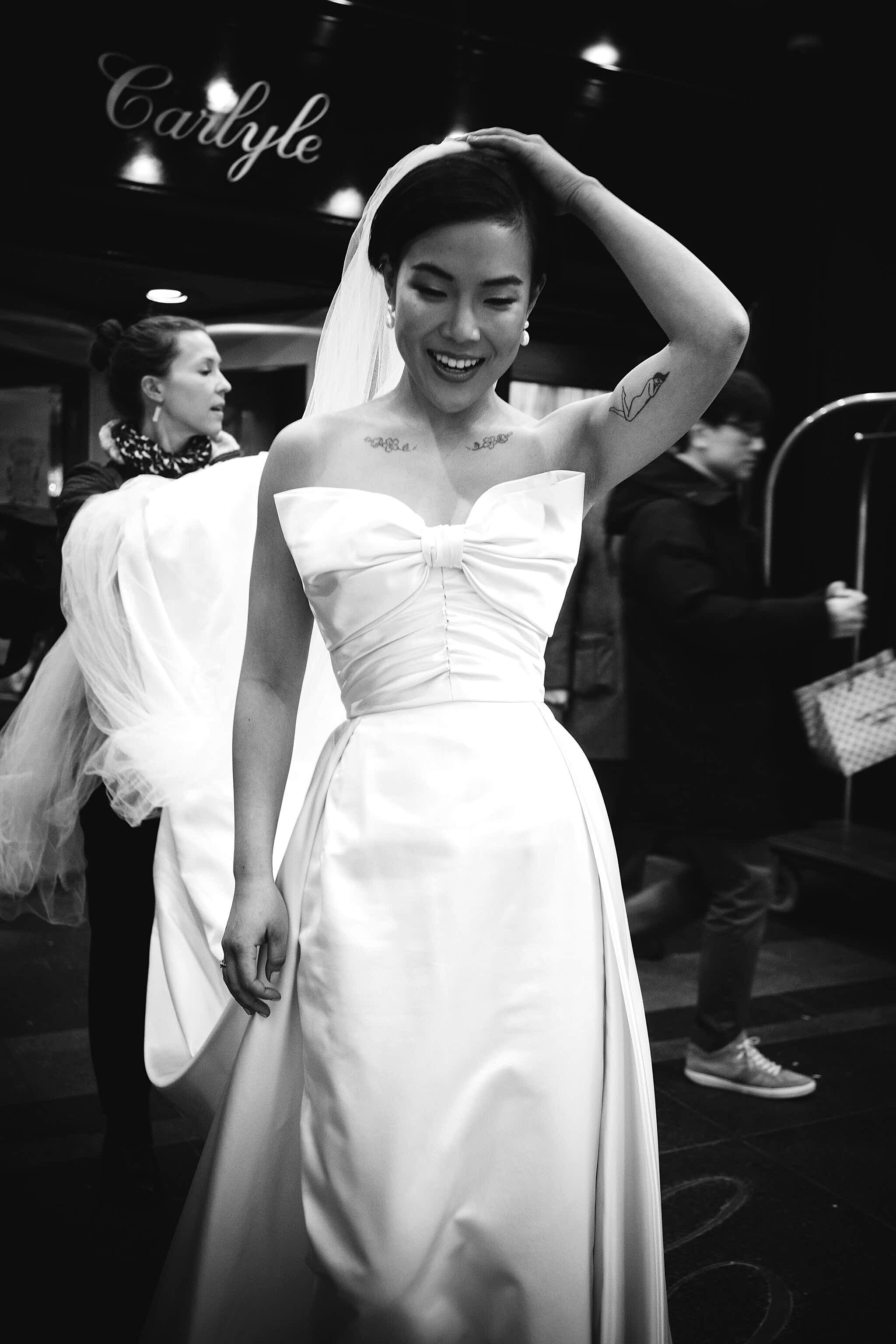 Phillipa_Lepley_Bride_Jessica_Corseted_Strapless_Bow_Wedding_Dress_Bespoke_Overskirt_New_York_City_Wedding