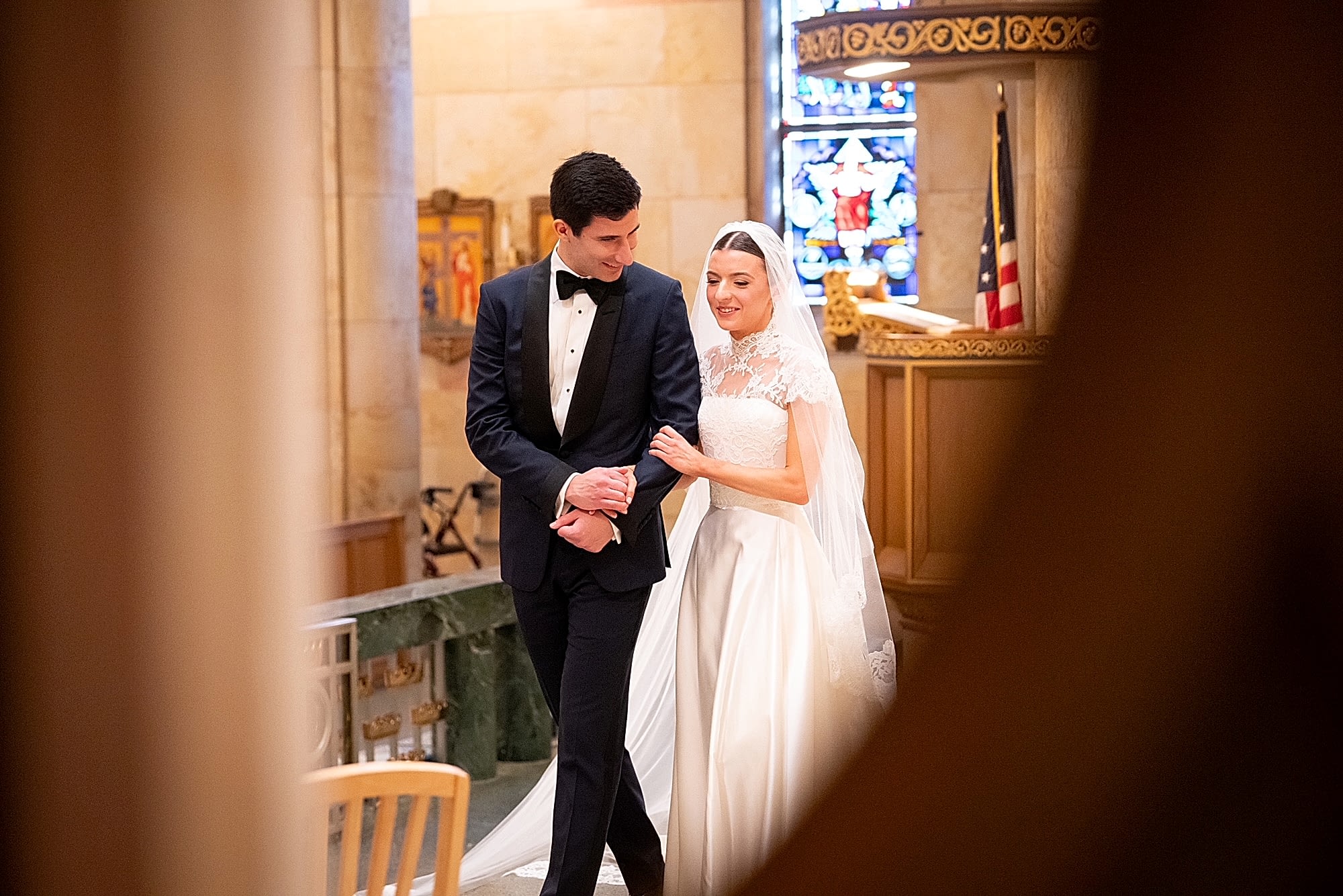 Phillipa_Lepley_Bride_Bespoke_High_Neck_Symmetrical_Scroll_Lace_and_Duchess_Satin_Wedding_Dress_For_Texas_Wedding
