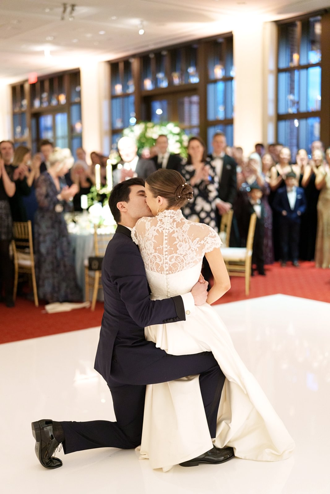 Phillipa_Lepley_Bride_Bespoke_High_Neck_Symmetrical_Scroll_Lace_and_Duchess_Satin_Wedding_Dress_For_Texas_Wedding