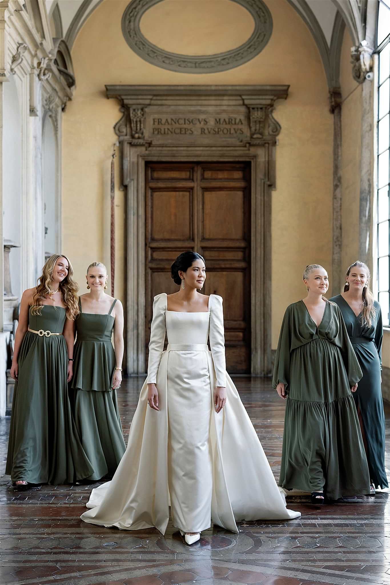Phillipa_Lepley_Bride_Tosca_Bespoke_Duchess_Satin_Long_Sleeve_Wedding_Dress_with_Square_Neckline_and_Removable_Overskirt_Rome_Wedding
