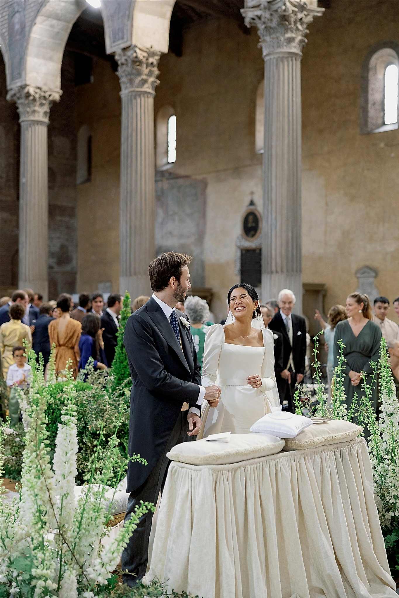 Phillipa_Lepley_Bride_Tosca_Bespoke_Duchess_Satin_Long_Sleeve_Wedding_Dress_with_Square_Neckline_and_Removable_Overskirt_Rome_Wedding
