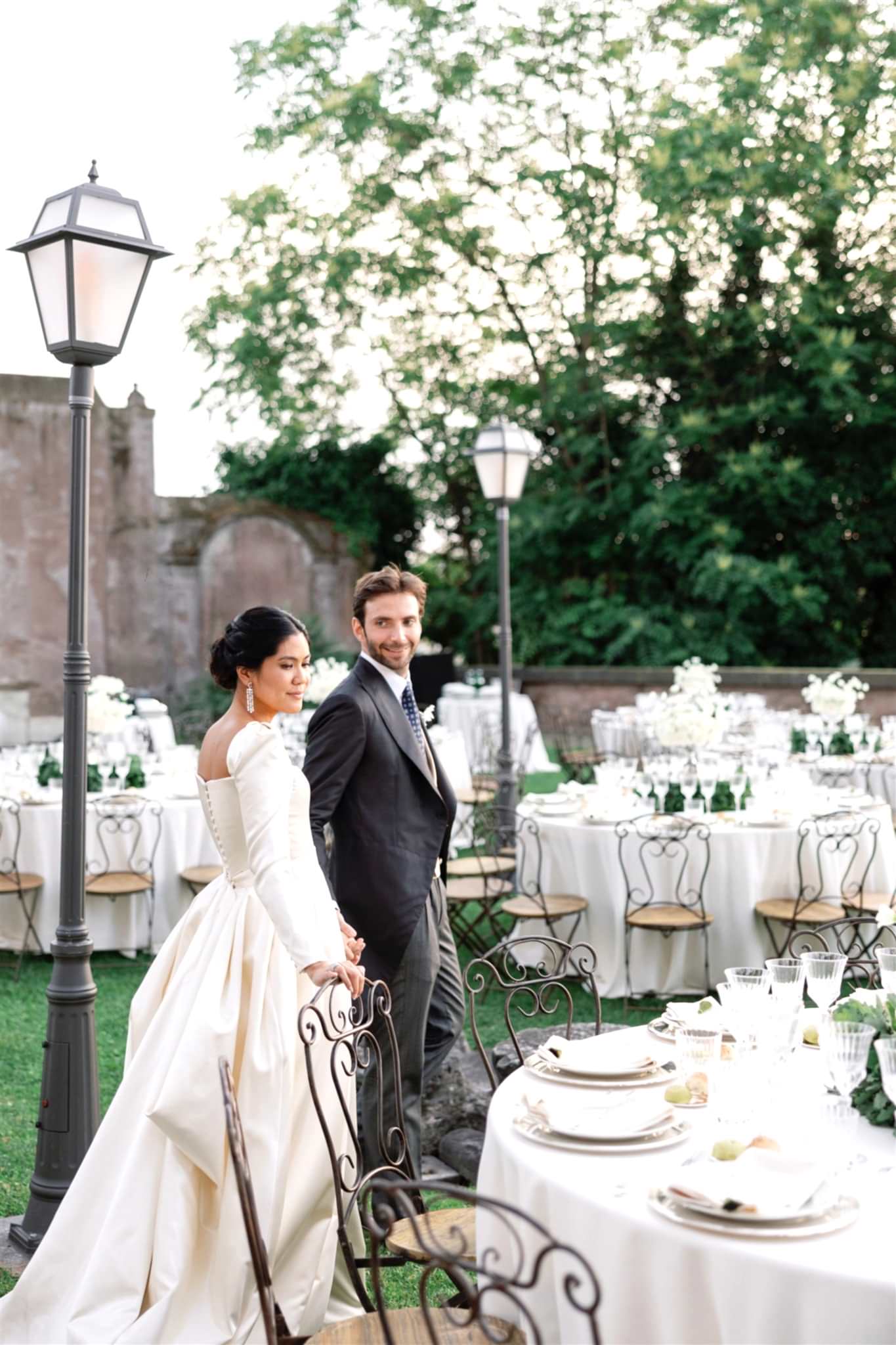 Phillipa_Lepley_Bride_Tosca_Bespoke_Duchess_Satin_Long_Sleeve_Wedding_Dress_with_Square_Neckline_and_Removable_Overskirt_Rome_Wedding