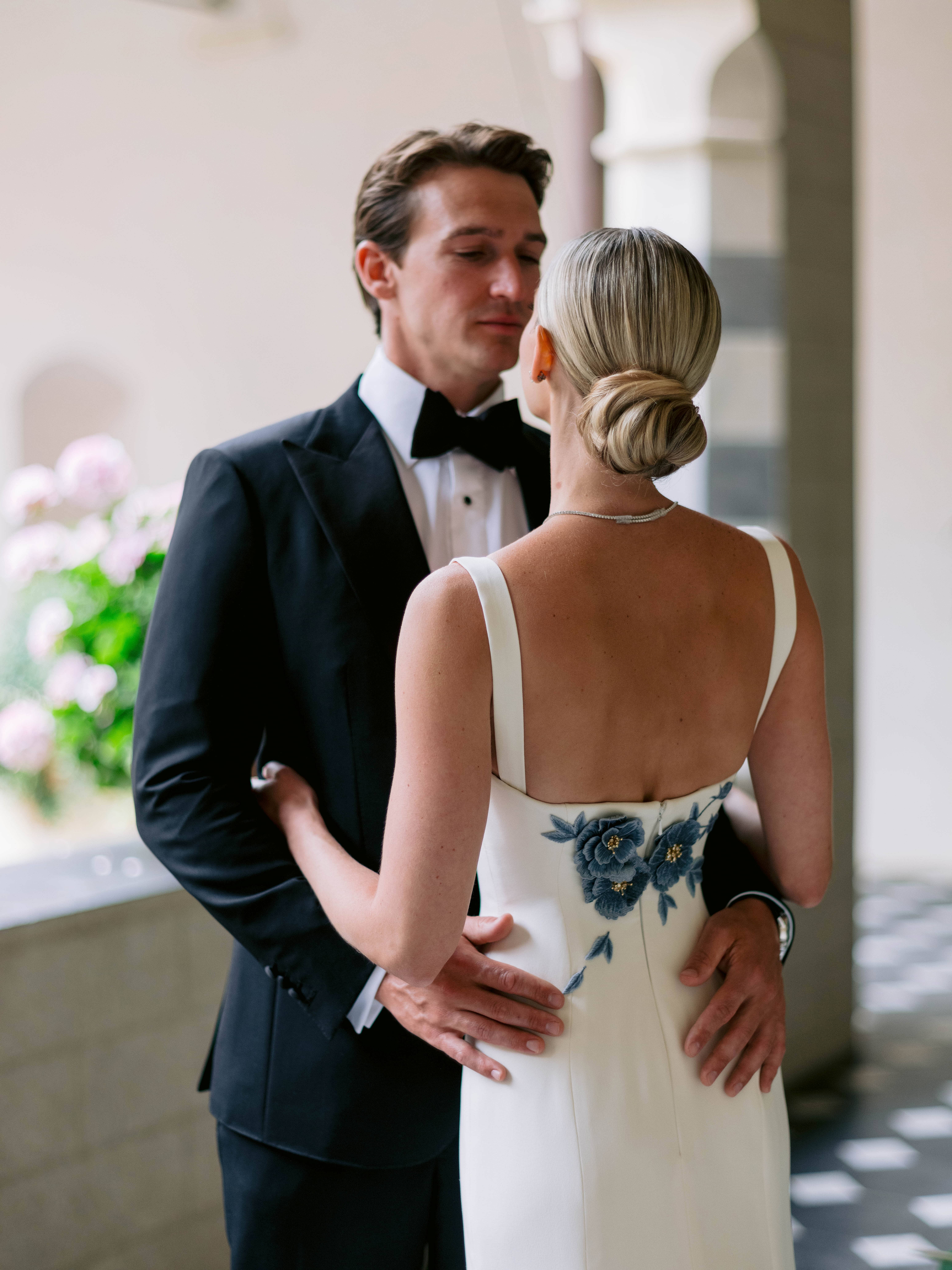 Vogue_Wedding_Phillipa_Lepley_Bespoke_Wedding_Dress_Ivory_Silk_Crepe_Fitted_Gown_With_Detachable_Cape_Portofino_Wedding