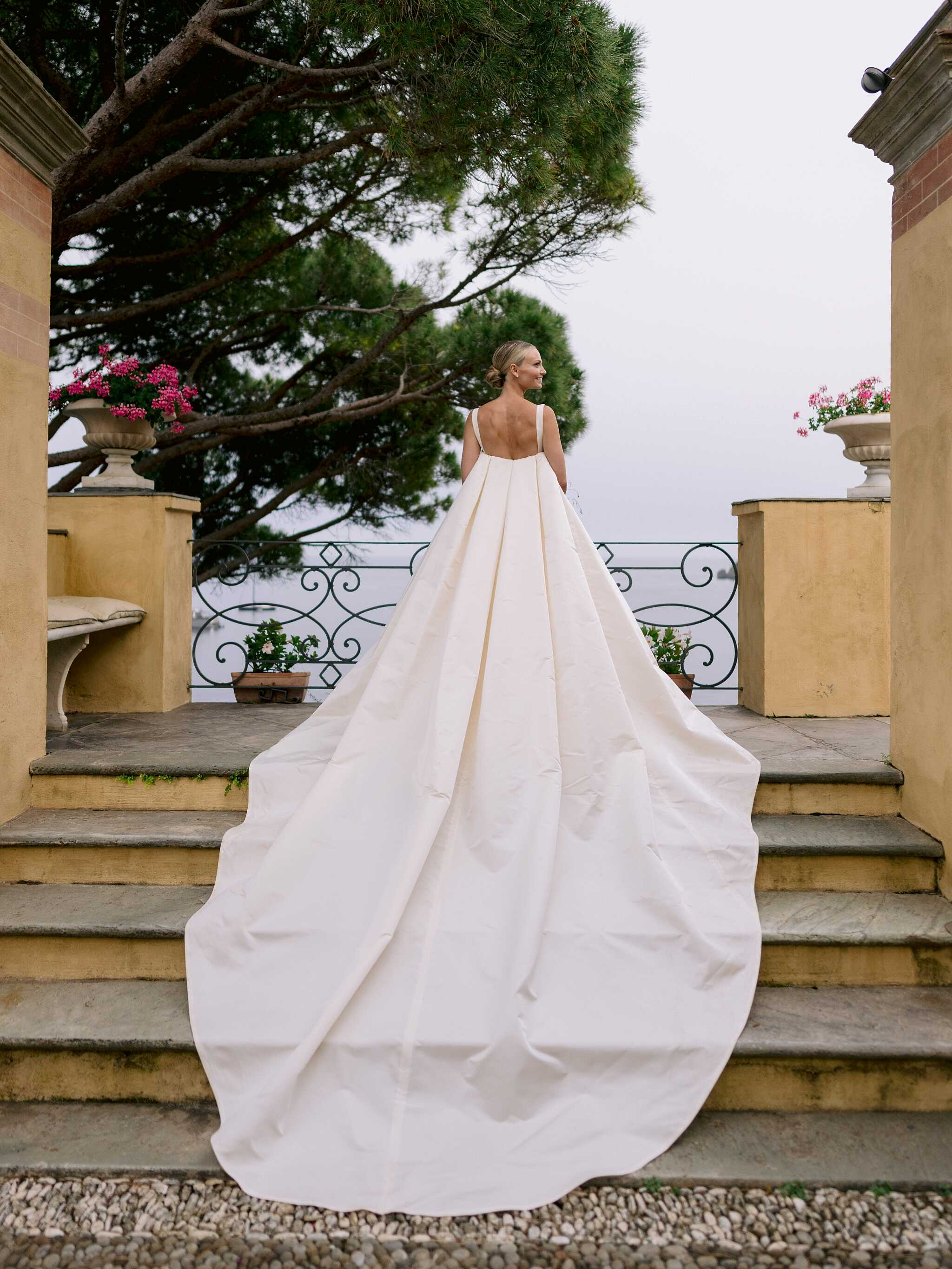 Vogue_Wedding_Phillipa_Lepley_Bespoke_Wedding_Dress_Ivory_Silk_Crepe_Fitted_Gown_With_Detachable_Cape_Portofino_Wedding