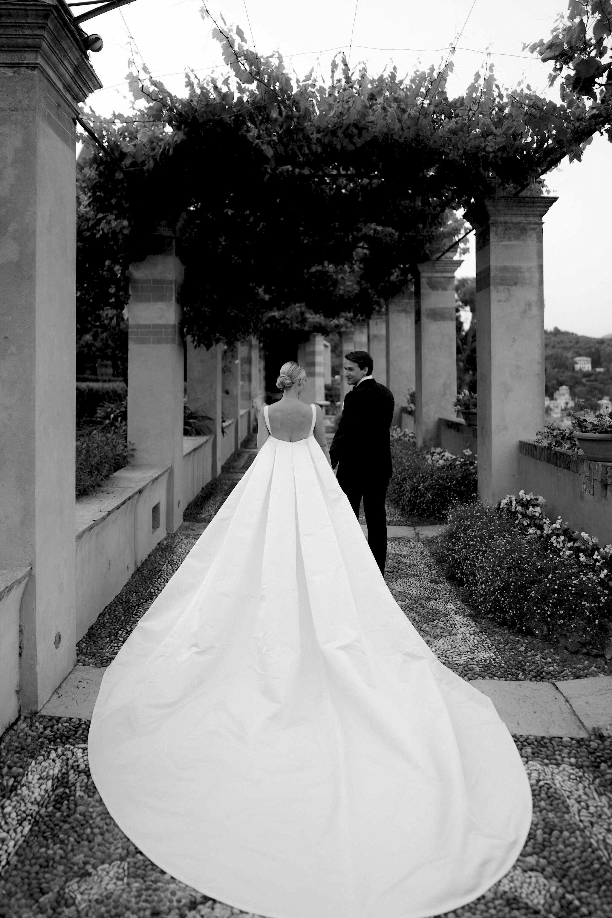 Vogue_Wedding_Phillipa_Lepley_Bespoke_Wedding_Dress_Ivory_Silk_Crepe_Fitted_Gown_With_Detachable_Cape_Portofino_Wedding