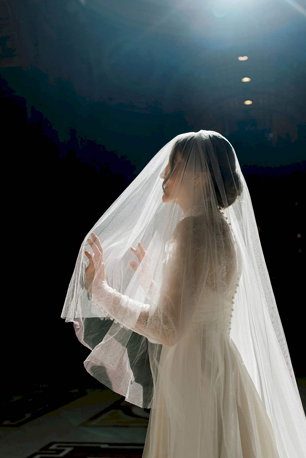 Phillipa_Lepley_Bride_Taylor_Bespoke_Vatican_Wedding_Dress_Duchess_Satin_Strapless_Gown_And_Lace_Long_Sleeve_Top_With_Embroidered_Script_Veil