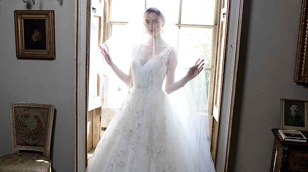 Phillipa Lepley Couture Wedding Dress London UK Designer Bespoke Couture Frothy Flowers Bespoke Floral Embroidered Tulle Wedding Dress With Corset Long Train Tulle V Straps 979 1020 X 570